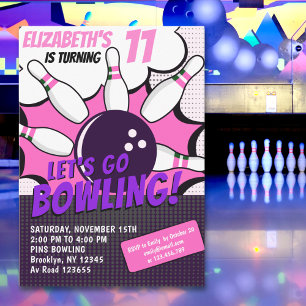 Let’s Go Bowling!  Fun Bowling-Style Birthday Girl Invitation