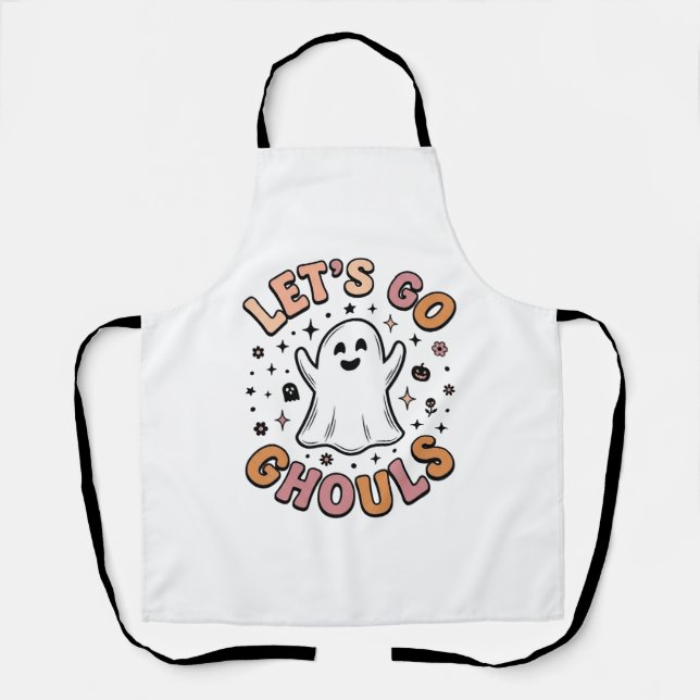 Let’s Go Ghouls Cute Halloween Ghost  Apron (Front)