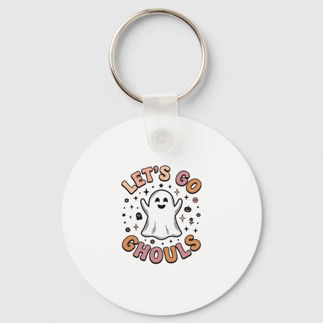 Let’s Go Ghouls Cute Halloween Ghost  Key Ring (Front)