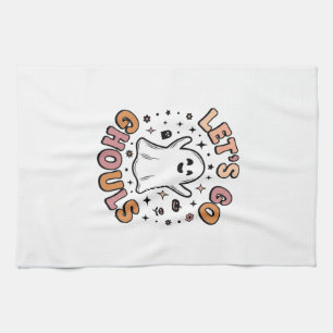 Let’s Go Ghouls Cute Halloween Ghost Tea Towel
