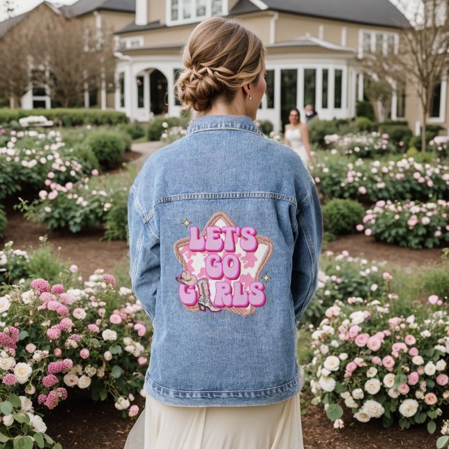 Let’s Go Girls Pink Star Western Denim Jacket (Wedding Back)