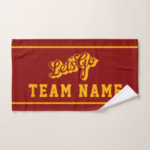 Let’s Go Personalised Team Rally Cardinal and Gold Hand Towel