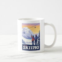 Let’s Go Skiing Vintage Print