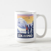 Let’s Go Skiing Vintage Print
