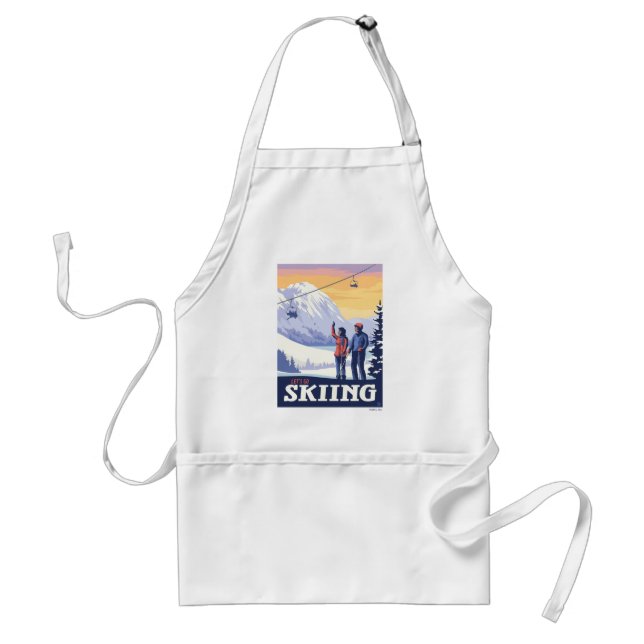 Let’s Go Skiing Vintage Print Standard Apron (Front)
