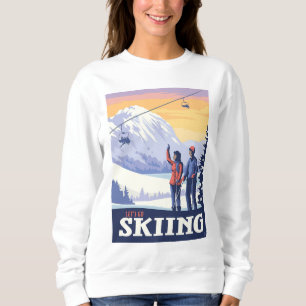 Let’s Go Skiing Vintage Print Sweatshirt