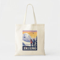 Let’s Go Skiing Vintage Print