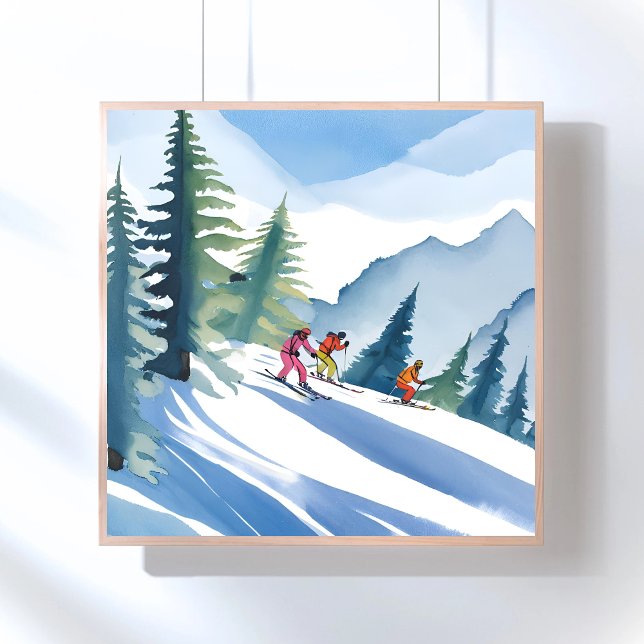 Let’s Go Skiing | Winter Watercolor Poster (Creator Uploaded)