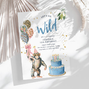 Let’s Go Wild Safari Animal Boy Birthday Invitation