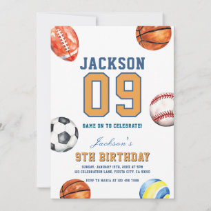 Let’s Have a Ball Mulit Sports Birthday Invitation