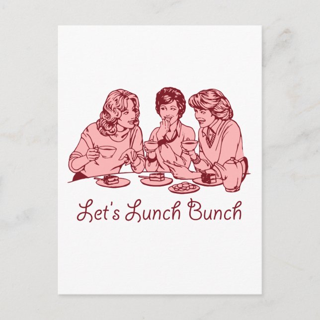 Let’s Lunch Bunch 50’s retro graphic Postcard (Front)