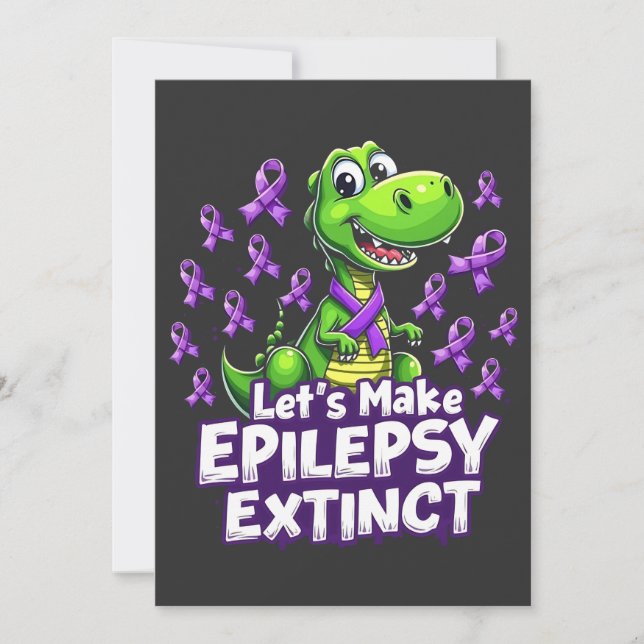 Let’s Make Epilepsy Extinct Awareness Dinosaurs  Holiday Card (Front)