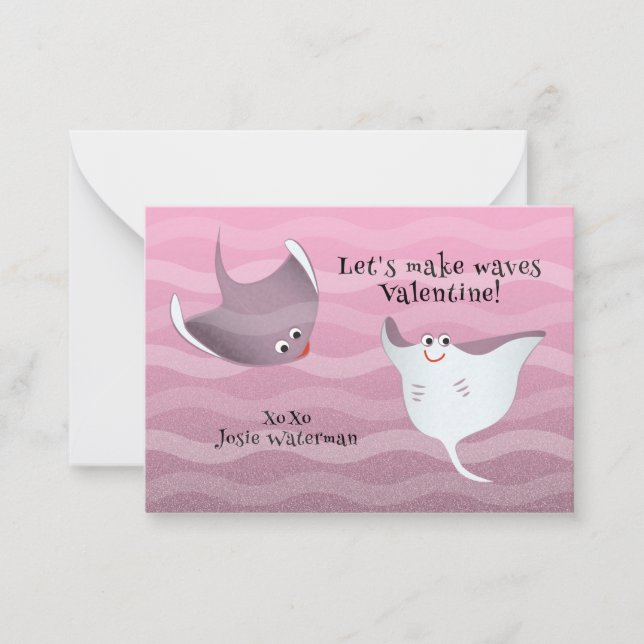 Let’s Make Waves | Kids Stingray Valentine Card (Front)