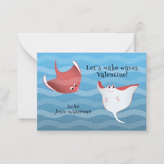 Let’s Make Waves | Kids Stingray Valentine Card (Front)