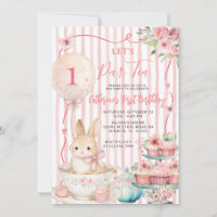 Let’s Par Tea Pink Striped Bunny Party Birthday