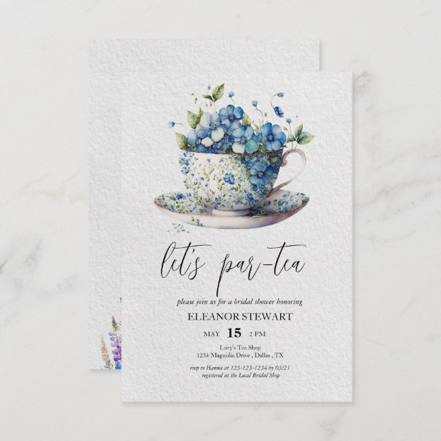 Let’s Par-Tea Tea Party Invitation (Front/Back)