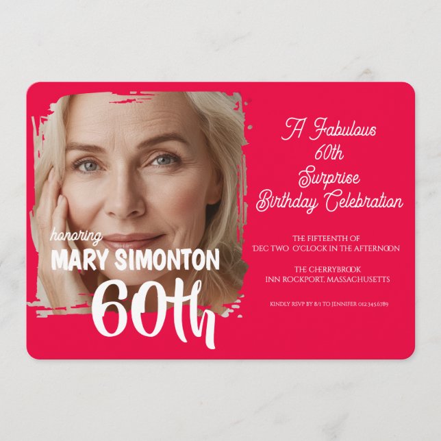 Let’s Party! A Fabulous 60th Surprise Celebration Invitation (Front)