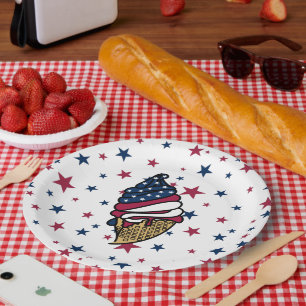 Let’s party! Red White Blue Ice Cream Paper Plate