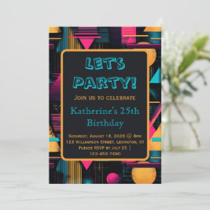 Let’s Party Retro 80s 90's Memphis Geometric Invitation
