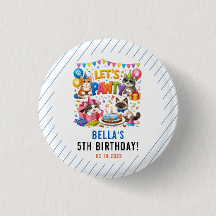 Let’s Pawty Cat 5th Birthday Cute Kitty Birthday 3 Cm Round Badge