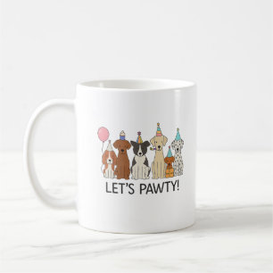 Let’s Pawty Cute Dogs Party Celebration Dog Lovers Coffee Mug
