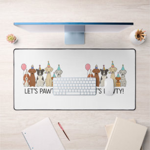 Let’s Pawty Cute Dogs Party Celebration Dog Lovers Desk Mat