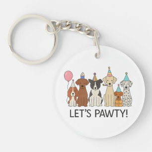 Let’s Pawty Cute Dogs Party Celebration Dog Lovers Key Ring