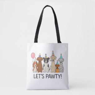 Let’s Pawty Cute Dogs Party Celebration Dog Lovers Tote Bag