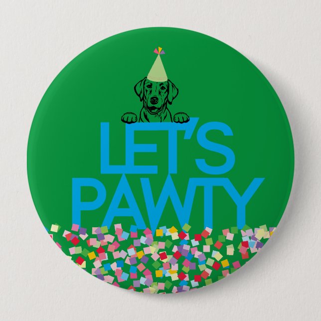 “Let’s PAWTY” Labrador Party Buttons (Front)