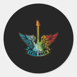 Let’s Rock Legend Rock And Roll Music Guitar Classic Round Sticker