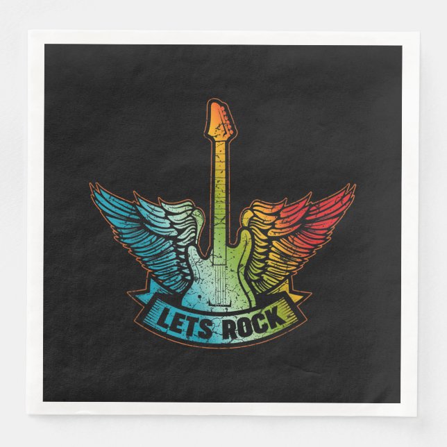 Let’s Rock Legend Rock And Roll Music Guitar Napkin (Front)