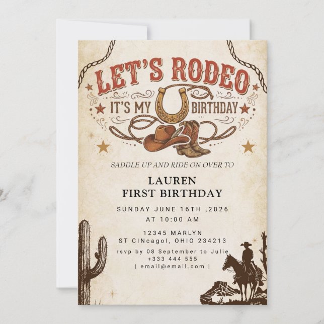 Let’s Rodeo It’s MY Birthday Invitation (Front)