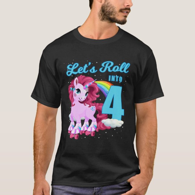 Let s Roll Into 4 Roller Skating Roller Girl T-Shirt (Front)