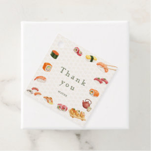 Let’s Roll into Fun! Sushi Birthday Party Invitati Favour Tags