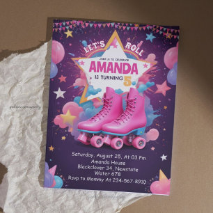 Let’s Roll! - Roller Skate Birthday Party Invitation
