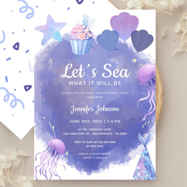 Let´s Sea Gender Reveal Ocean Gender Reveal Party Invitation (Creator Uploaded)