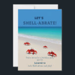Let’s Shell-abrate! – Custom Kids Birthday Invite<br><div class="desc">Make your child’s birthday feel extra special with this playful crab-themed beach party invitation! Featuring cheerful red crabs, a sunny shoreline, and a fun title that says Let’s Shell-abrate!, this card is perfect for toddlers, little adventurers, and ocean-loving kids alike. ✦ Personalise with your child’s name, party time, and location...</div>