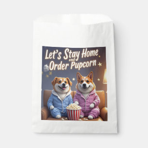 Let’s Stay Home and Order Pupcorn Cartoon dogs  Favour Bags