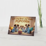 Let’s Stay Home and Order Pupcorn Cartoon dogs  Foil Greeting Card<br><div class="desc">Let’s Stay Home and Order Pupcorn Cartoon dogs in pyjamas watching a movie At MotherEagle Inspires, we blend the soul-stirring power of poetry with beautifully crafted everyday items to create gifts that inspire, comfort, and elevate your space. Each product—from mugs and apparel to home décor and stationery—features original poems designed to...</div>