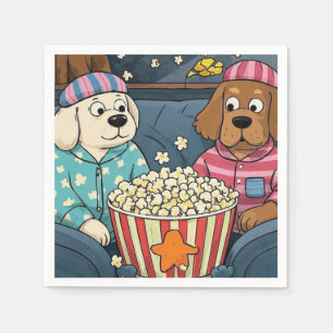 Let’s Stay Home and Order Pupcorn Cartoon dogs  Napkin