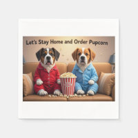 Let’s Stay Home and Order Pupcorn Cartoon dogs