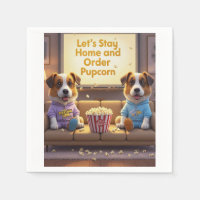 Let’s Stay Home and Order Pupcorn Cartoon dogs