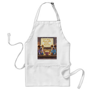 Let’s Stay Home and Order Pupcorn Cartoon dogs Standard Apron