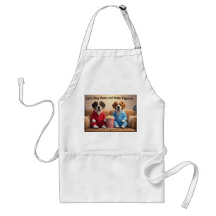 Let’s Stay Home and Order Pupcorn Cartoon dogs Standard Apron