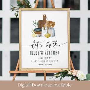 Let’s Stock the Kitchen Bridal Shower Welcome Sign