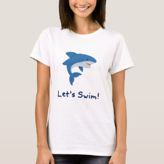 Let’s Swim Shark Cartoon T-Shirt Cute Ocean Love