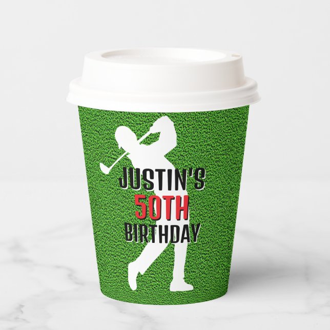 Let’s Tee Off for a Golf Birthday Paper Cups (Front)