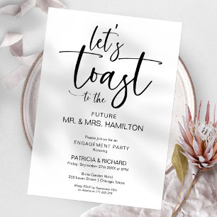 Let’s Toast Chic Calligraphy Engagement Party Invitation