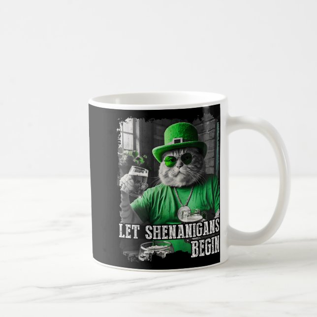 Let Shenanigans Begin Funny Fat Cat St. Patricks D Coffee Mug (Right)