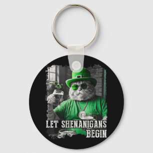Let Shenanigans Begin Funny Fat Cat St. Patricks D Key Ring
